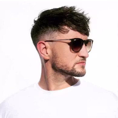 Clean press shot for an electronic music artist.