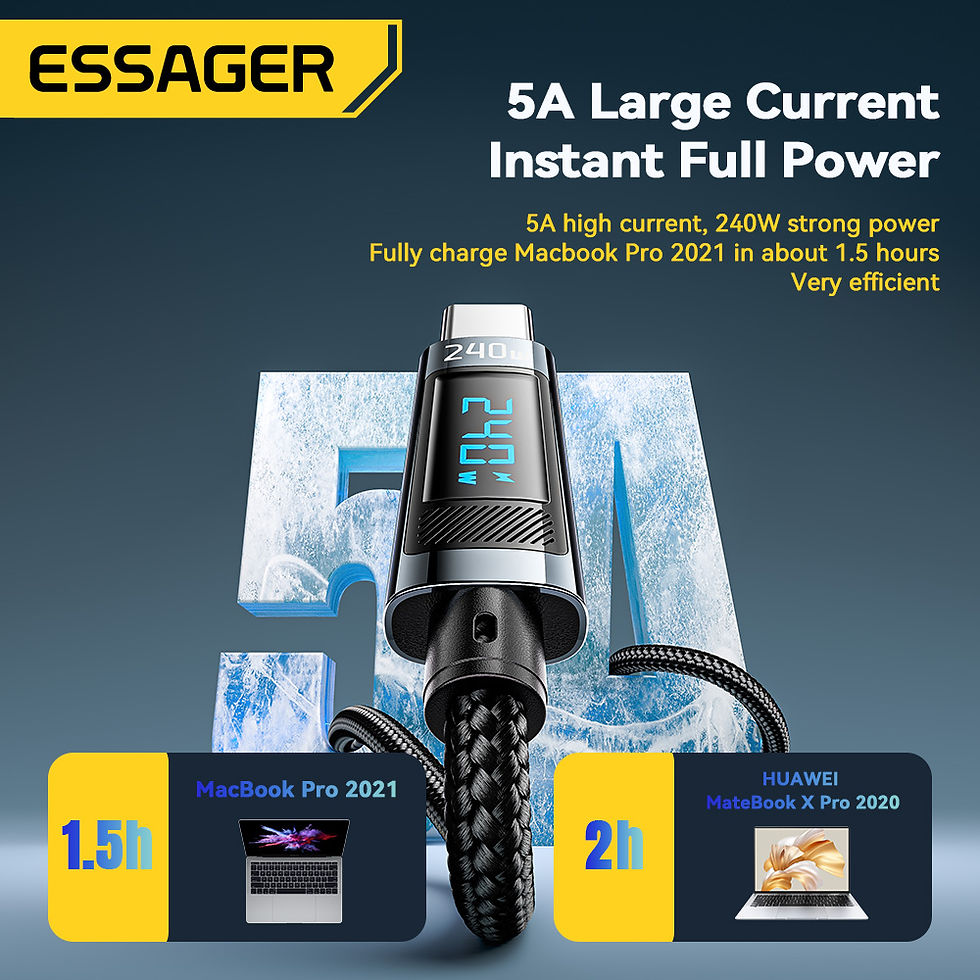 Thumbnail: Essager 240W USB Type C To USB C Cable 100W PD 3.1 Fast Charging Charger Wire Fo