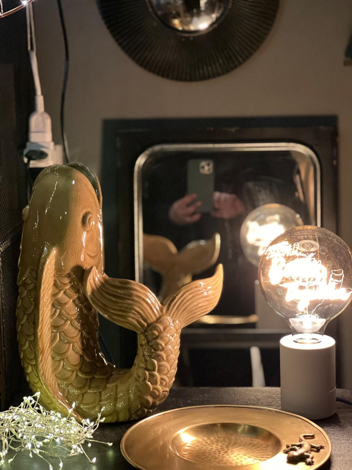 Vaso in ceramica "Pesce" colore mostarda