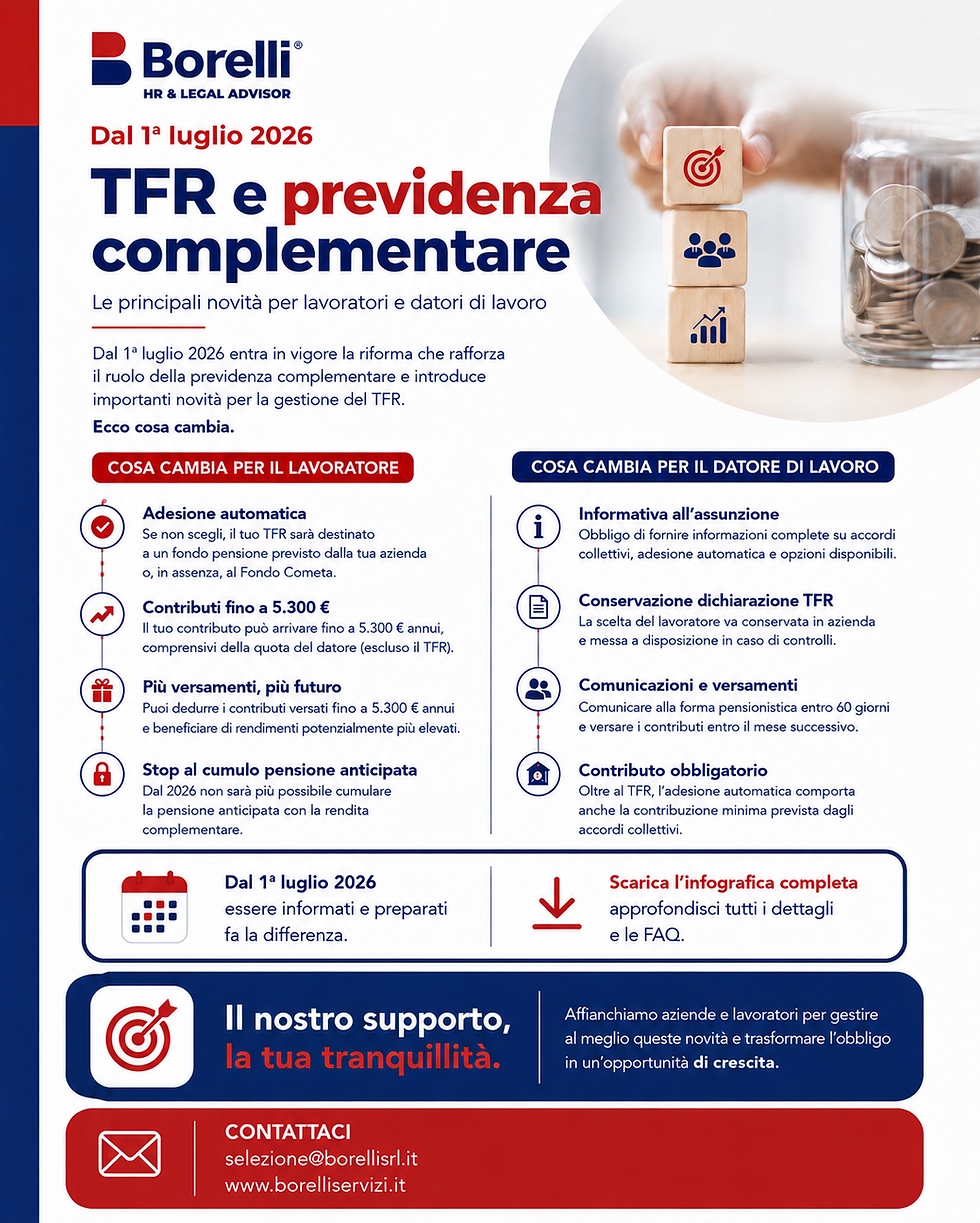 TFR e previdenza complementare: dal 1° luglio 2026 cambiano alcune regole