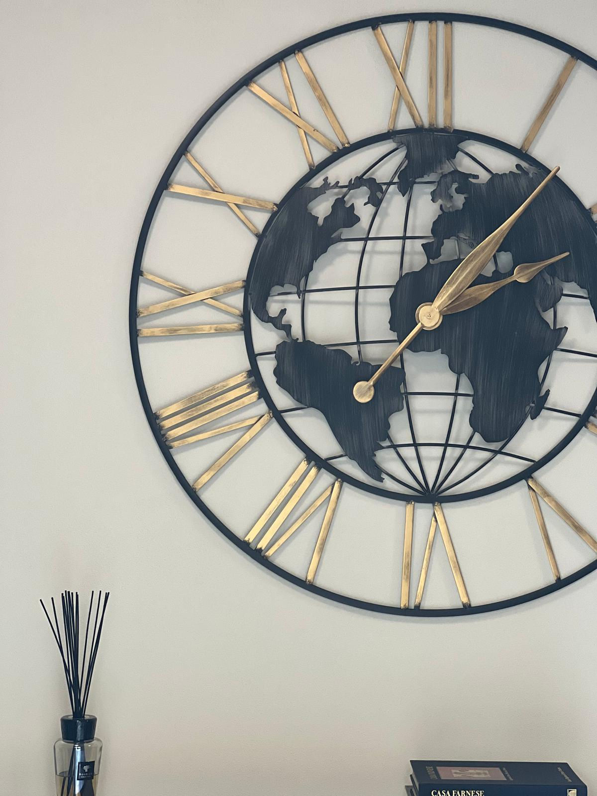 Orologio XL in metallo "Carte du monde"