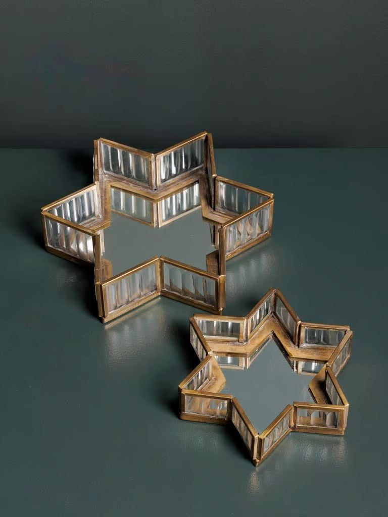 Miniatura: S/2 Svuota tasche a stella in vetro e metallo dorato