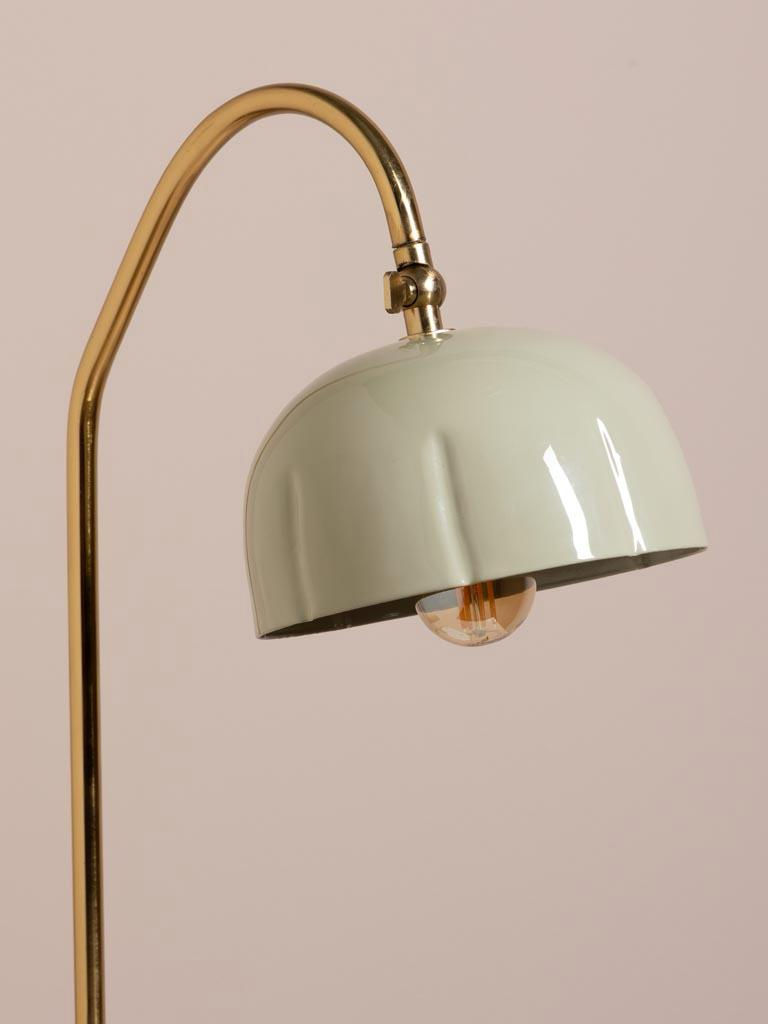 Miniatura: Lampada in metallo verde menta dettagli oro e base in marmo "Saturnine"