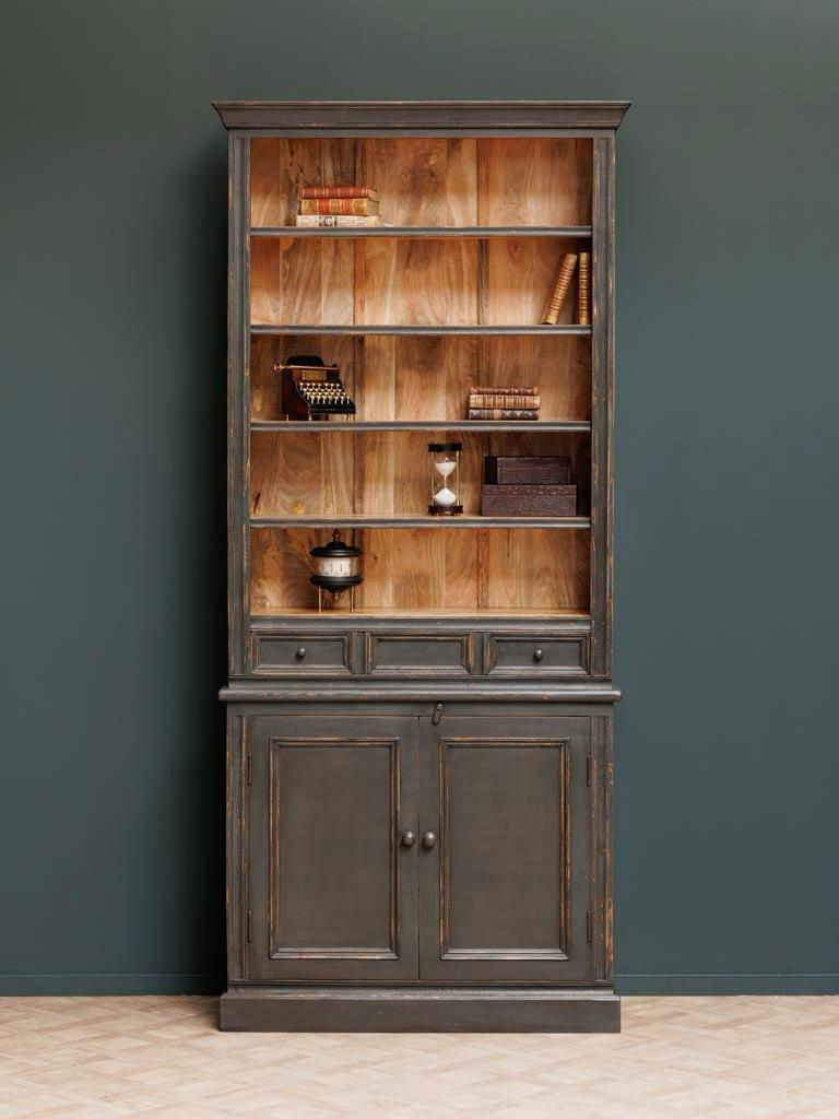 Miniatura: Credenza/libreria in legno "Valmore" di mango invecchiato.