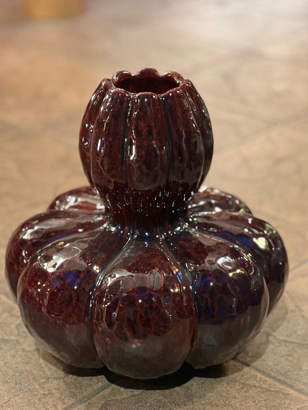 Miniatura: Vaso in ceramica maculato rosso Borgundy