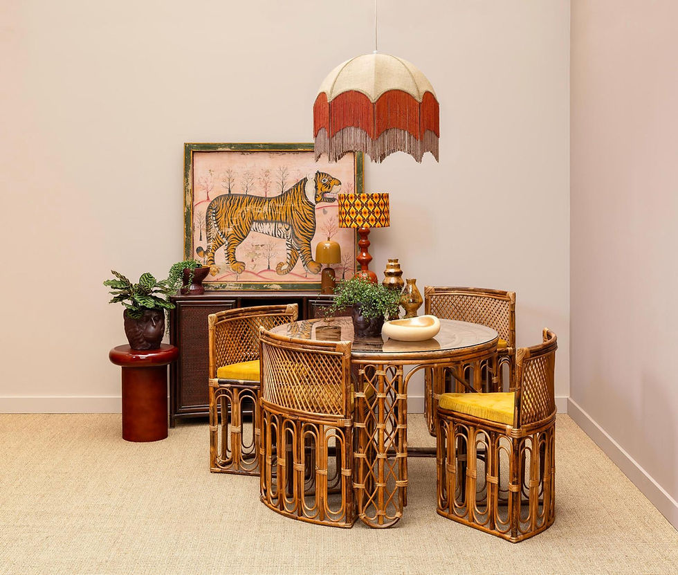 Miniatura: Lampada in metallo terracotta e cappello decori "Groovy"