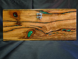 Solid Marri Urn Box with Green Resin Highlights