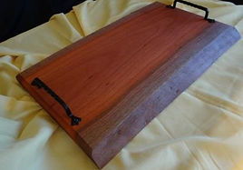 Solid Jarrah Slab Cheese/Serving Board with natural edge & Handles