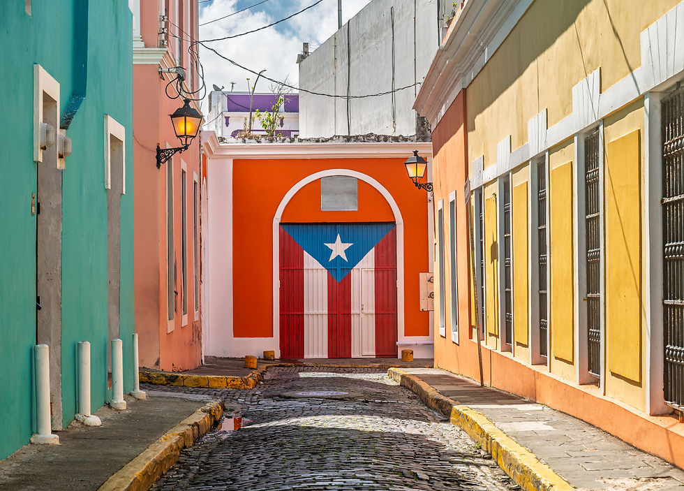 puerto rican street with a flag decor