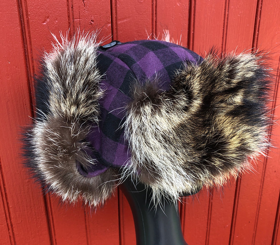 Thumbnail: Purple/black plaid Trooper Style Hat