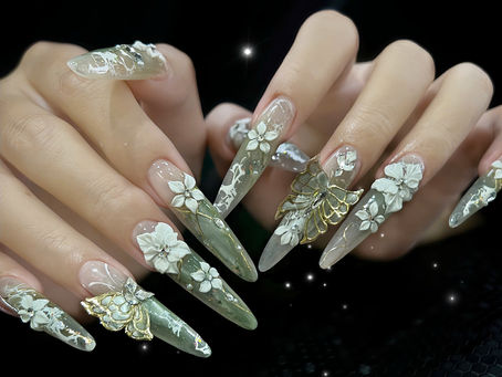 🌸 Mùa xuân tươi mát - Mẫu nail thạch dịu dàng với các chi tiết hoa và bướm đều được thiết kế tinh xảo đến từng đường nét 🌸