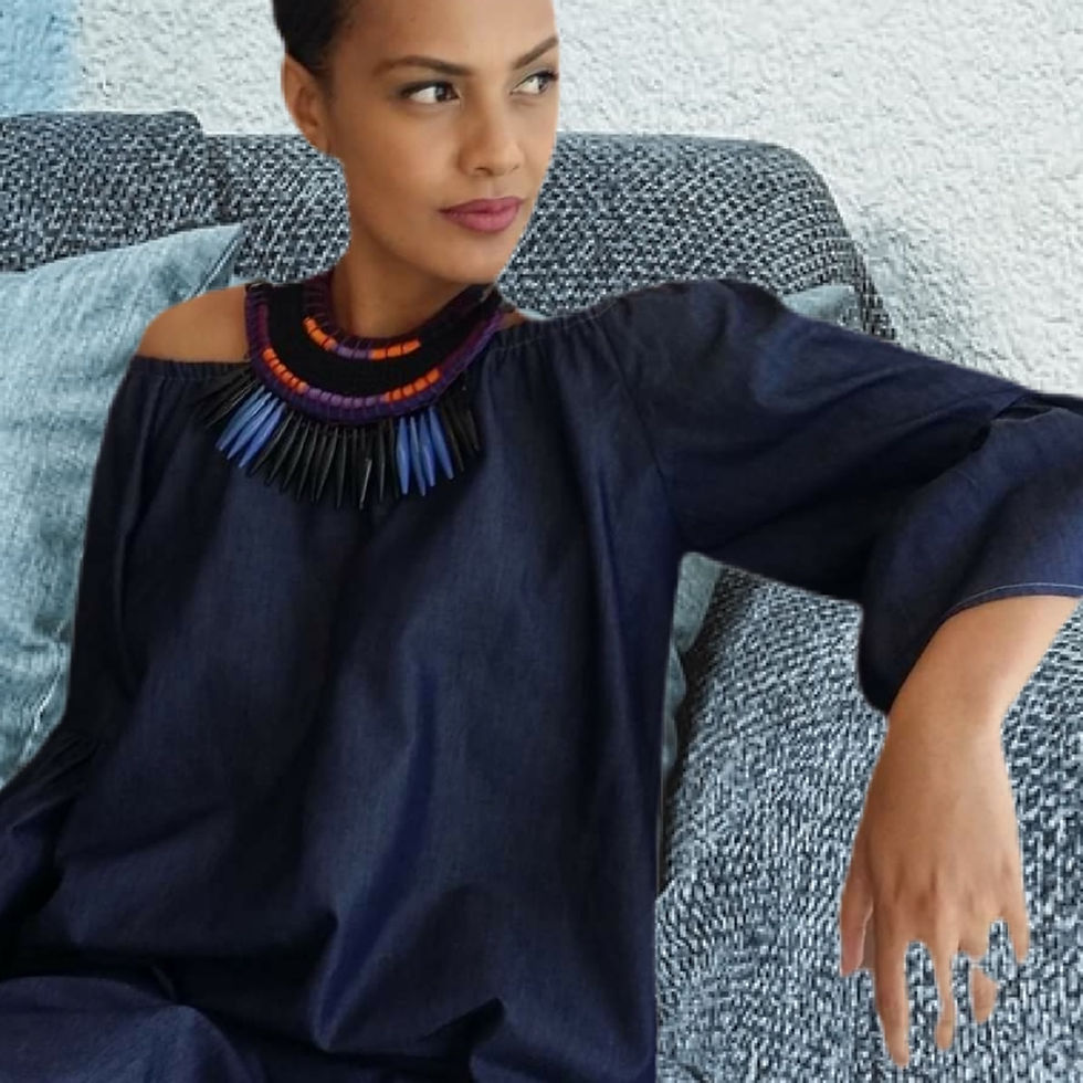 Denim Cold shoulder dress