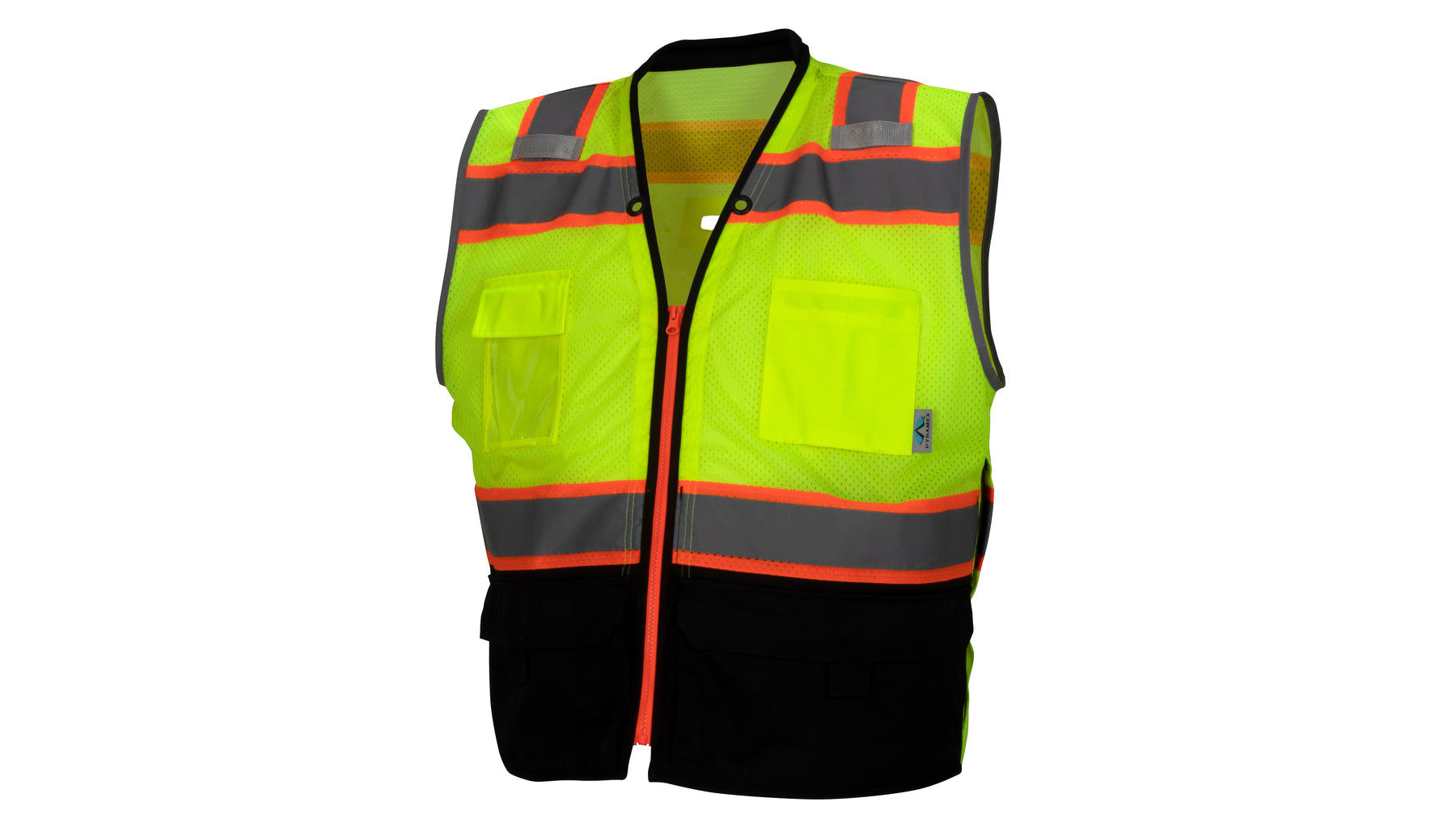 RVZ46B - Climbers ANSI Class 2 Hi Vis Mesh Surveyors Vest with Black Bottom