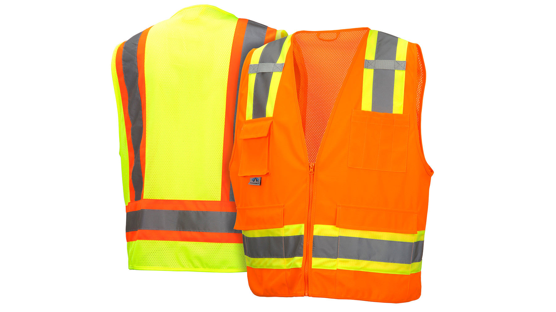 RVZ24 - Two Tone ANSI Class 2 Hi Vis Mesh Surveyors Safety Vest