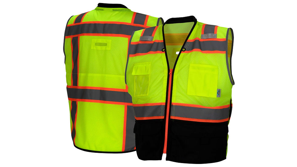 Thumbnail: RVZ46B - Climbers ANSI Class 2 Hi Vis Mesh Surveyors Vest with Black Bottom
