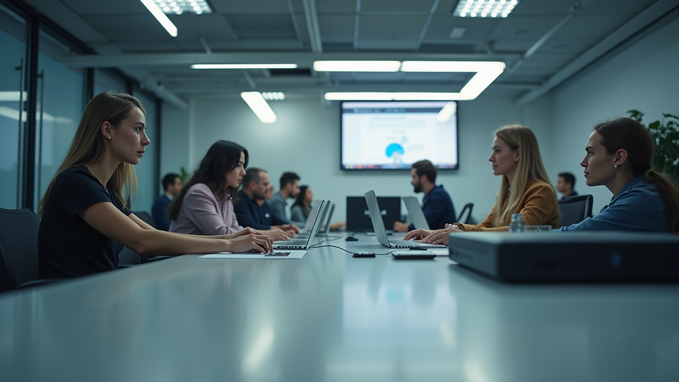 Eye-level view of a modern workspace with innovative technology