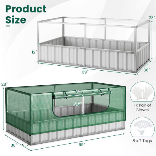 Thumbnail: Galvanized Raised Garden Bed with Greenhouse Cover