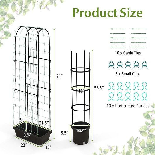 Thumbnail: 2 Pack Garden Planters with Trellis Cucumber Trellis Tomato Cage-Black