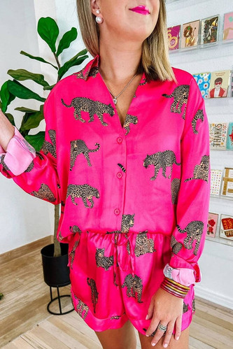 Silk Hot Pink Leopard 2-piece set | House Of KB Boutique