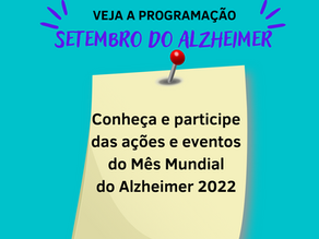 Eventos do Mês Mundial do Alzheimer - Setembro Roxo