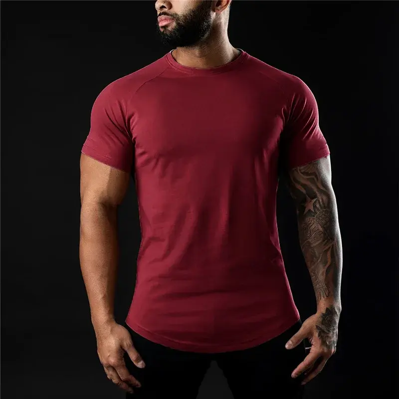 Miniatura: Men's Cotton Short Sleeve Quick Dry T-Shirt for Home Fitness Spring Summer