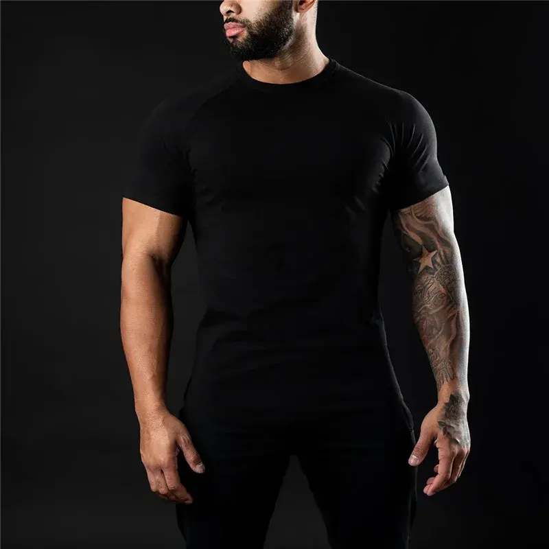 Miniatura: Men's Cotton Short Sleeve Quick Dry T-Shirt for Home Fitness Spring Summer