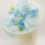 Thumbnail: Mint Green Wedding Fascinator Hat: Cornflower Blue Floral Headpiece