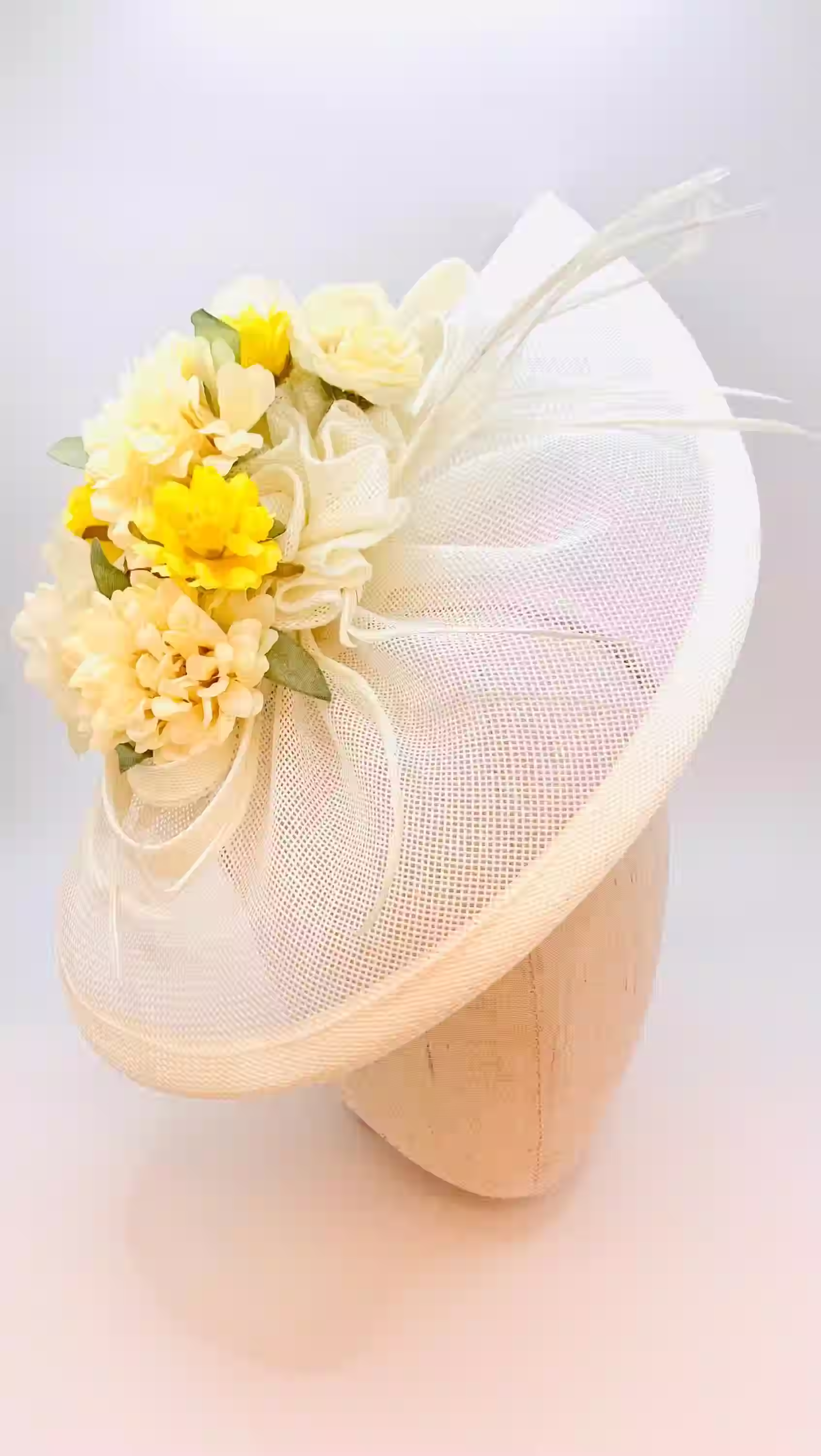 Butter Cream & Yellow Floral Wedding Fascinator Hat