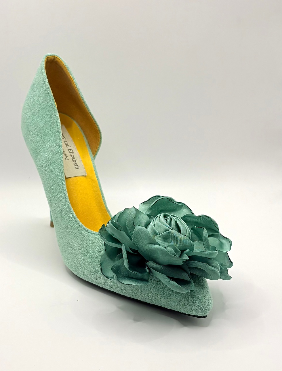 Thumbnail: Mint Sage Lime Green Satin Flower Clutch Bag