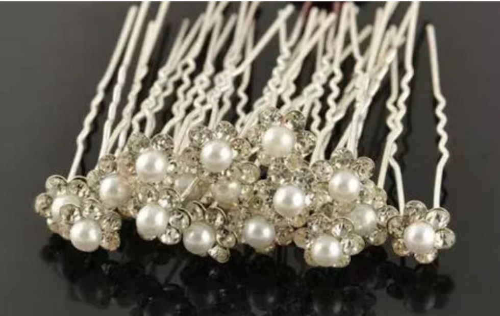 Thumbnail: Simply Beautiful Set of 3 Pearl and Diamanté Bridal Hair Pins