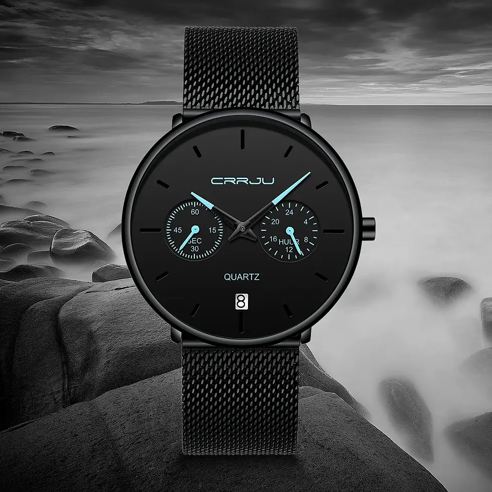 Thumbnail: Mens Watches CRRJU Full Steel Casual Waterproof Sport Quartz Watch Men's Dress