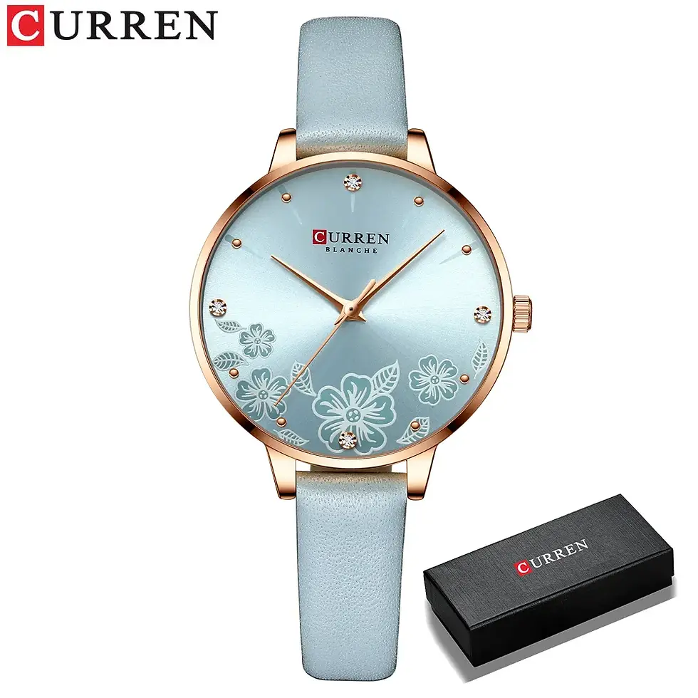 Thumbnail: CURREN Watches Women Leather Quartz  W/Flower Dial In Box