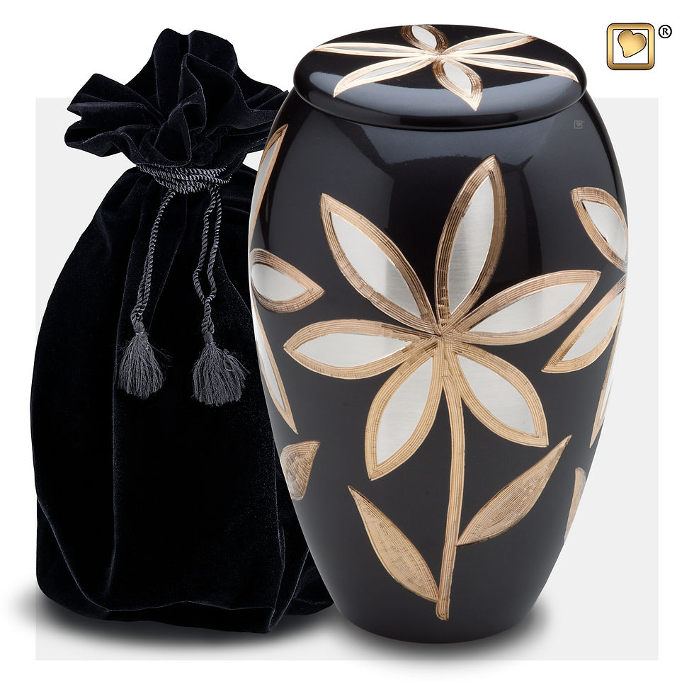 Thumbnail: Majestic Lillies Urn Midnight & Brushed Pewter