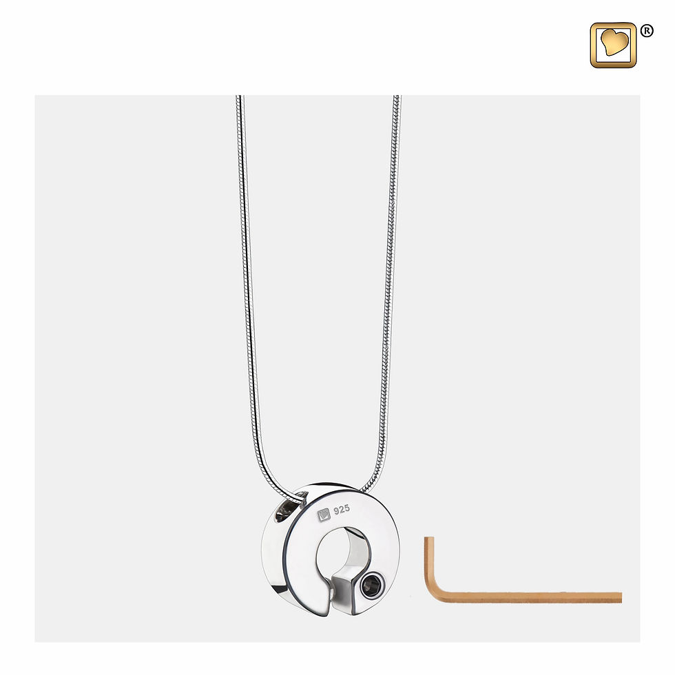 Thumbnail: Omega Ashes Pendant Polished & Brushed Silver with Zirconia Crystal