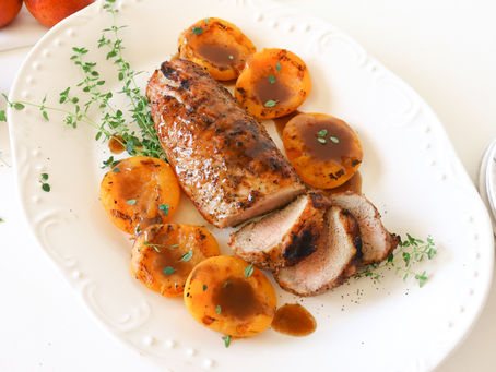 Spiced Honey Butter Pork Tenderloin with Peaches