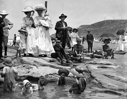 Bathing Newcastle Beach about 1900