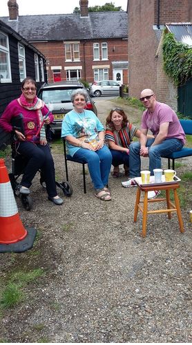 Enjoying a cuppa!