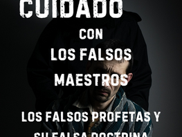 Portada del estudio bíblico “Cuidado con la Falsa Doctrina”, con la imagen de un falso maestro cubriéndose el rostro.