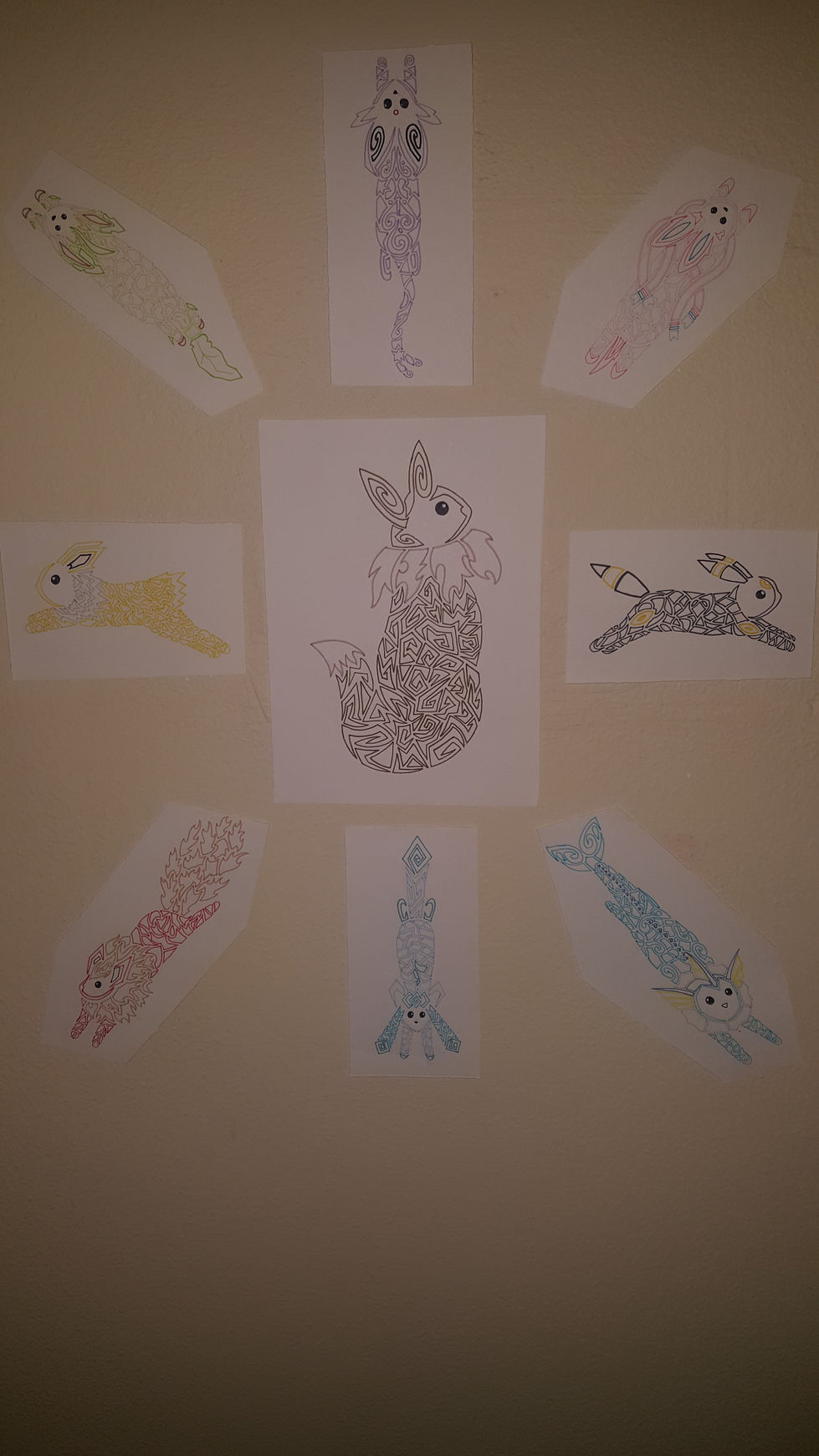 The Eeveelution Compass, all original hand drawings, 2017