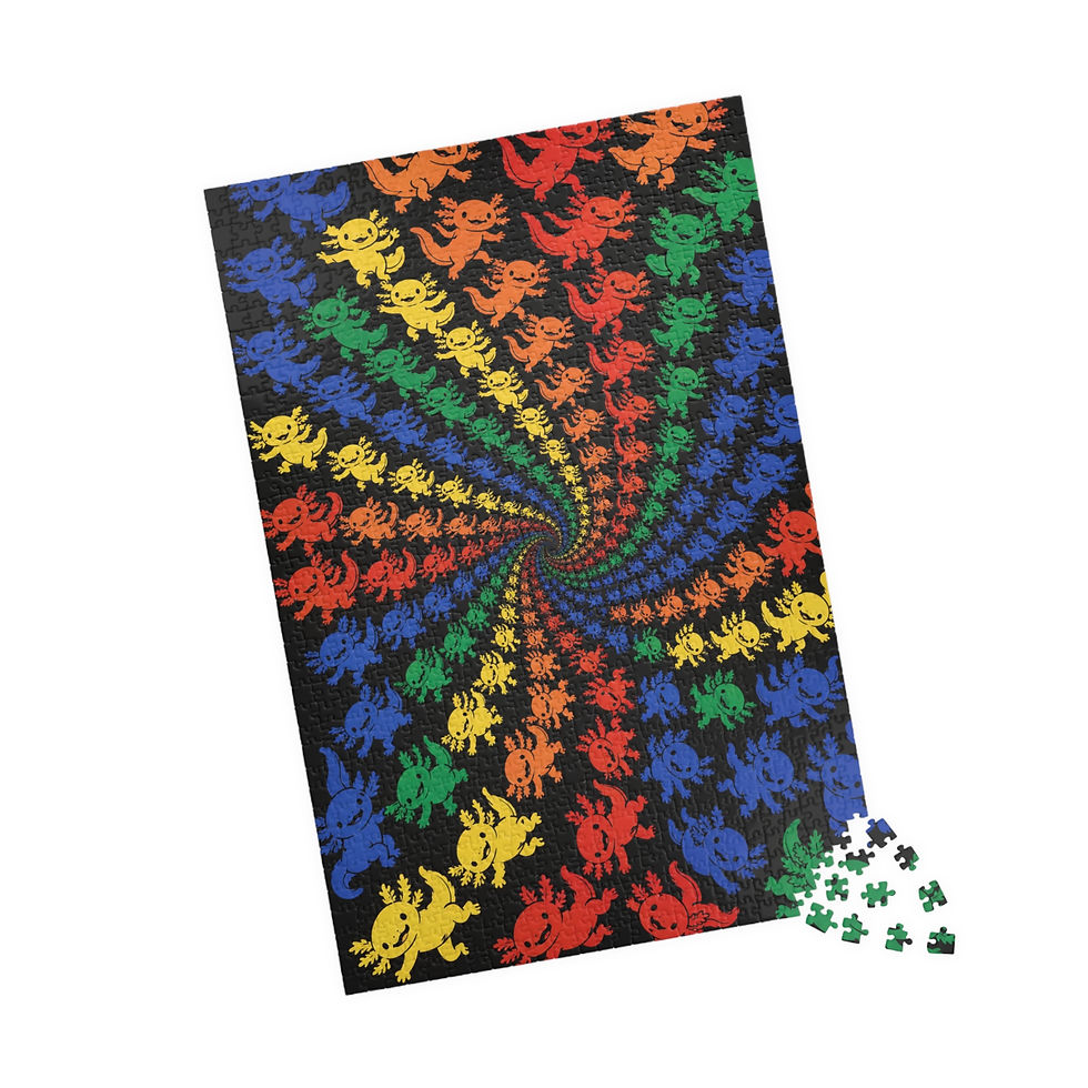 Thumbnail: Axolotl Rainbow Spiral Puzzle — Psychedelic Jigsaw (110/252/520/1014 pcs)
