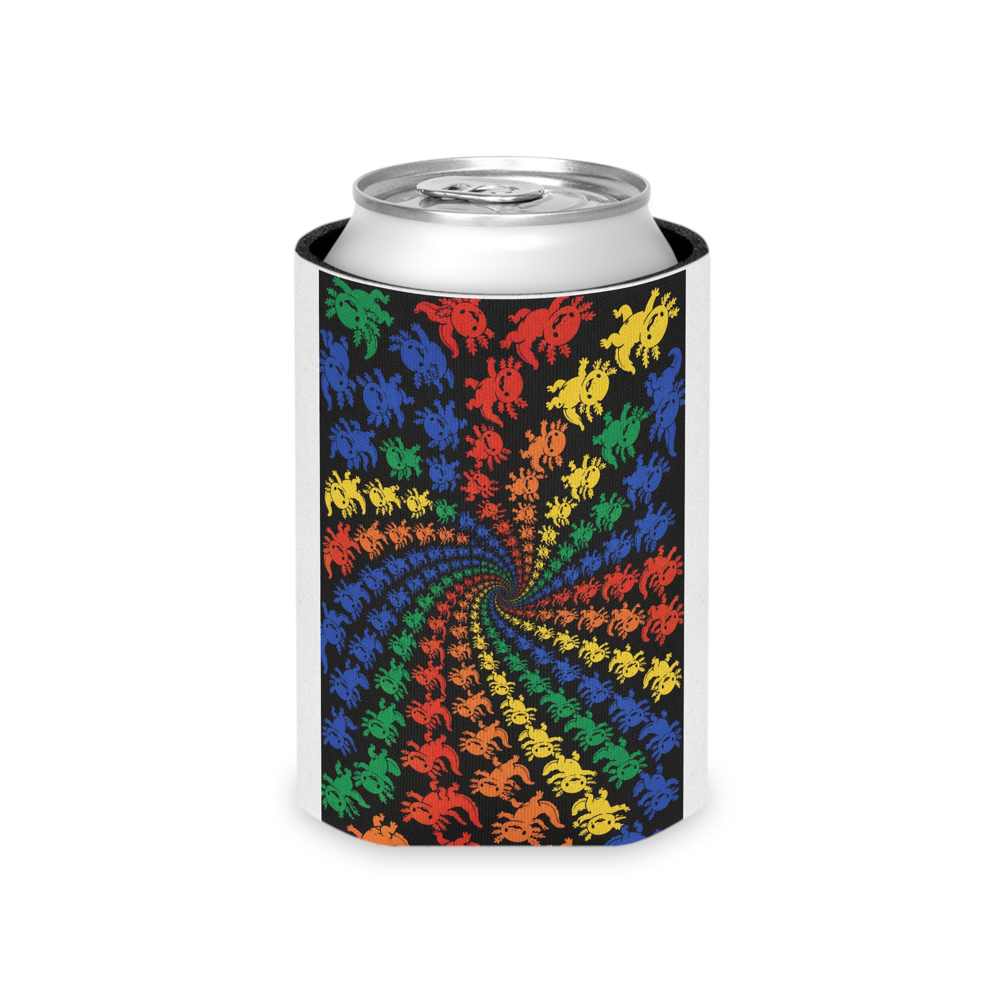 Psychedelic Rainbow Crab Can Cooler — Insulated Neoprene Koozie
