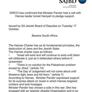Minister Pandor lashes out at the SAJBD