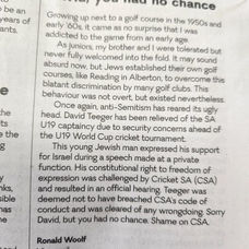 Letter in today’s Business Day