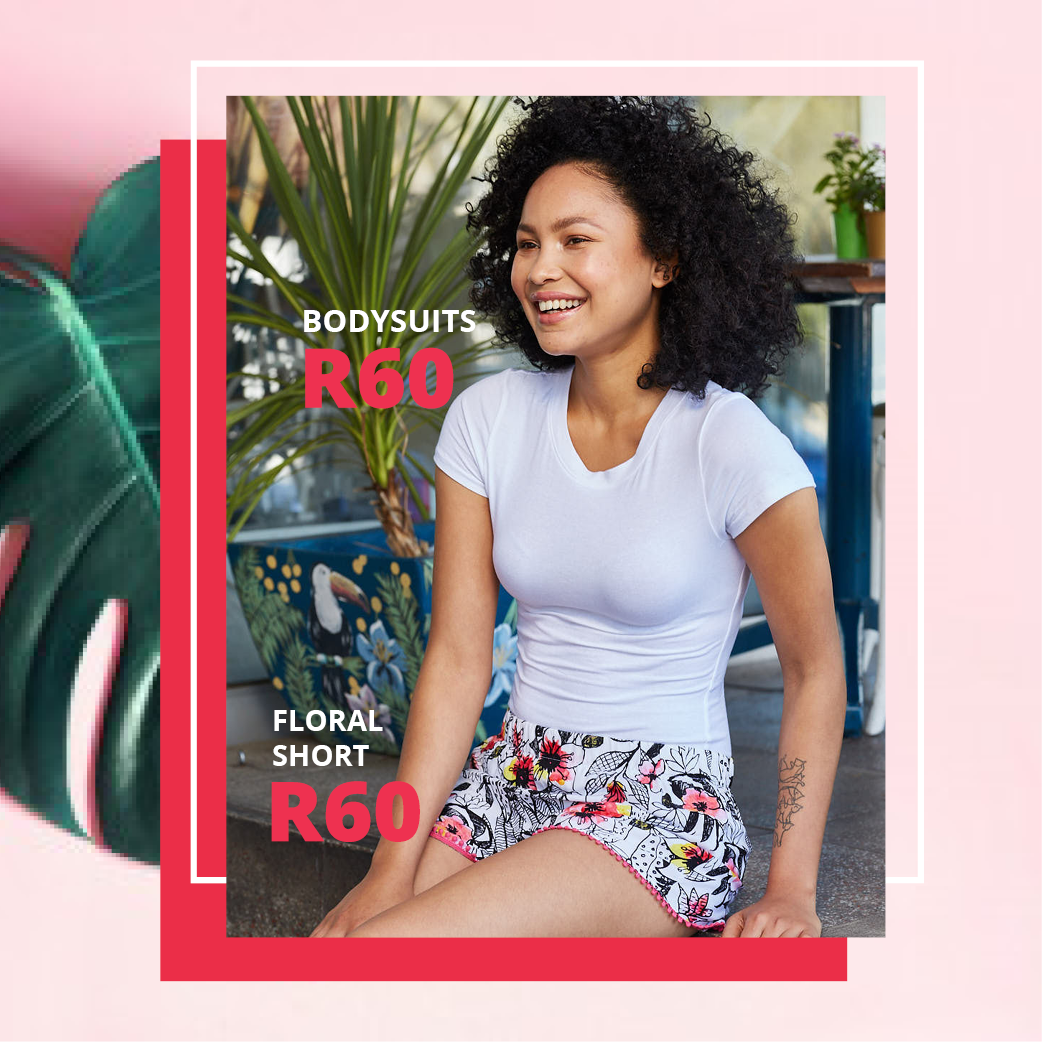 Keep up with the heat with ladies bodysuits and shorts.