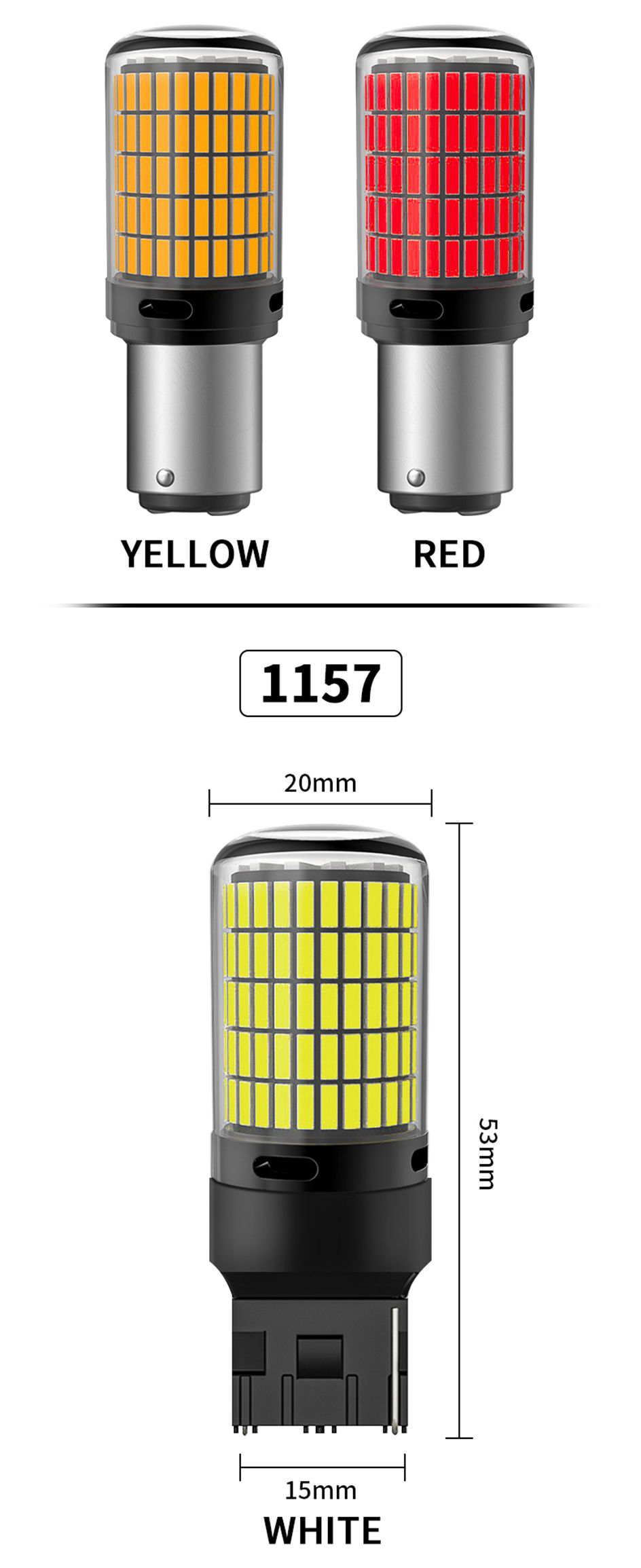 Thumbnail: 2pcs High Power Car LED Lights Glass 4014SMD Canbus 1156 P21W PY21W 1157 P21/5W 