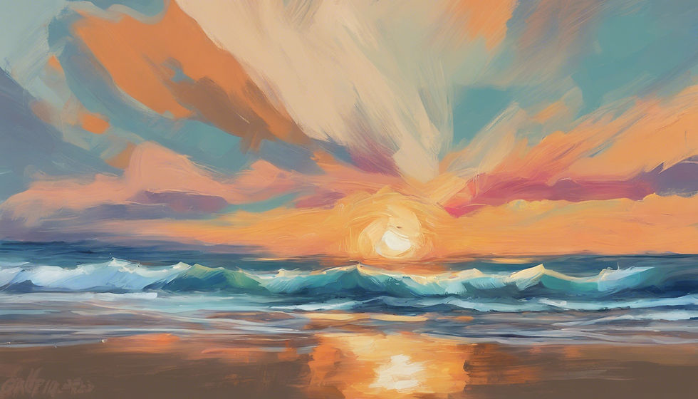 Eye-level view of a serene sea landscape at sunset