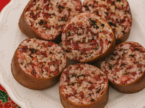 Maranho da Beira Baixa fatiado com arroz e carne no interior