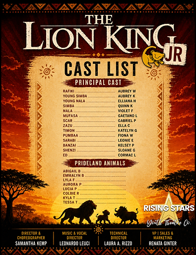 Cast List - Lion King Jr