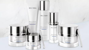 Farmasi Dr. C. Tuna Resurface skincare products arranged on a clean white surface as part of a simple daily skincare routine.