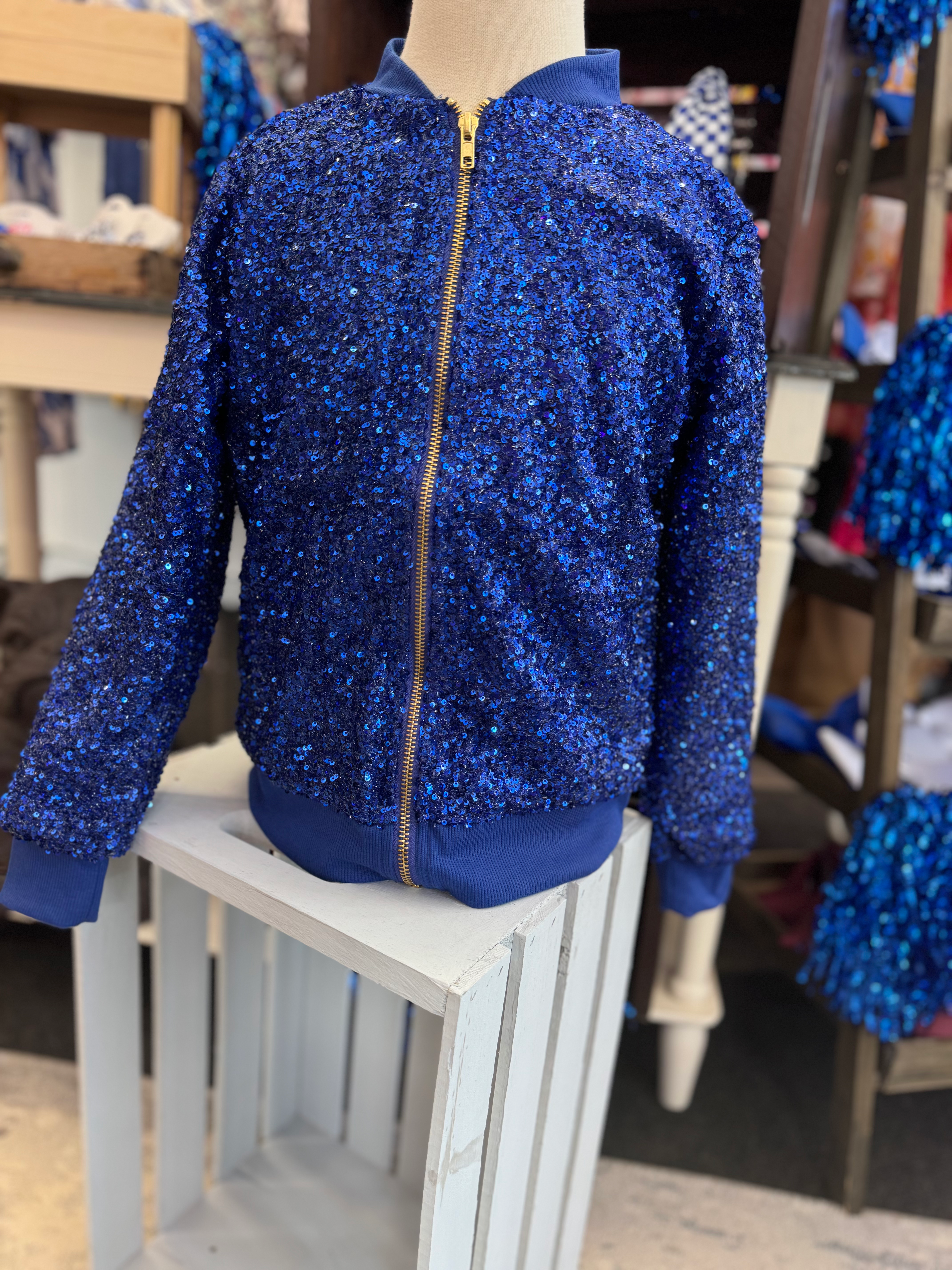 Royal Blue Sequins Bomber